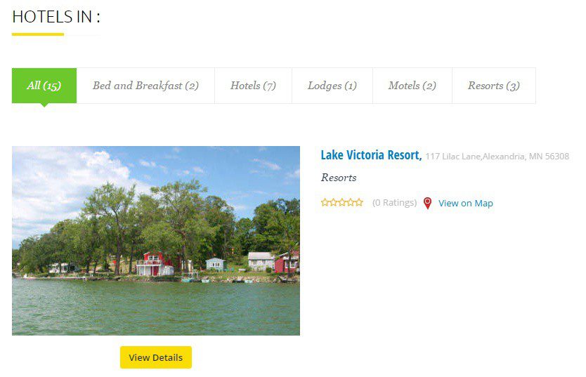 Hotels database and filters