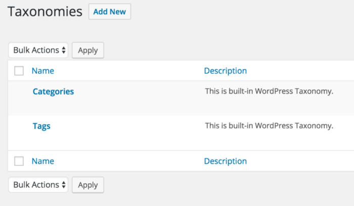 native WP taxonomies