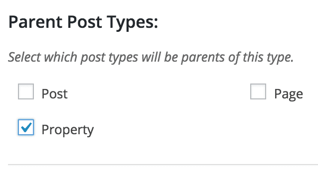 select the parent post type