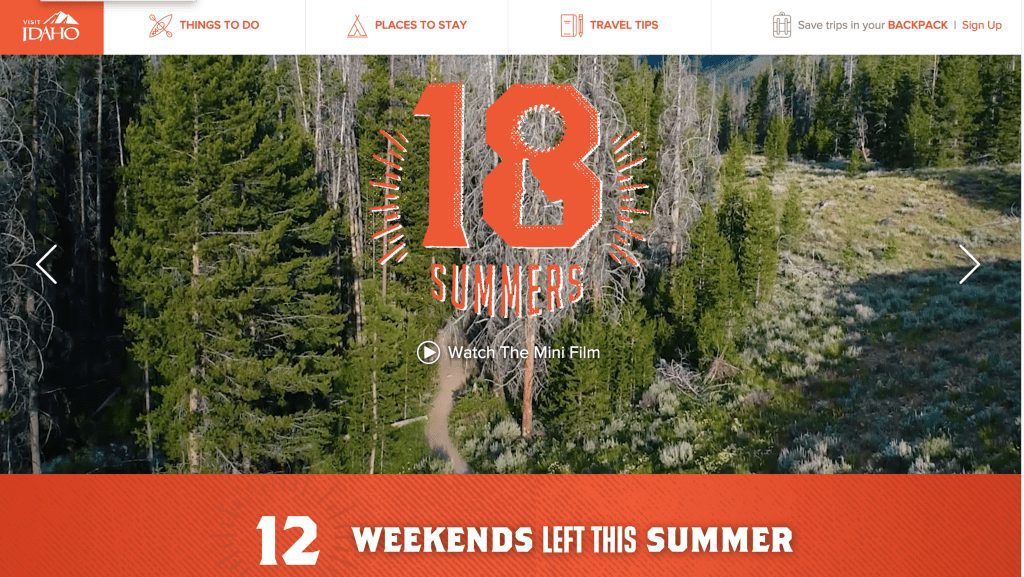 Visit Idaho - Tourism Website Ideas