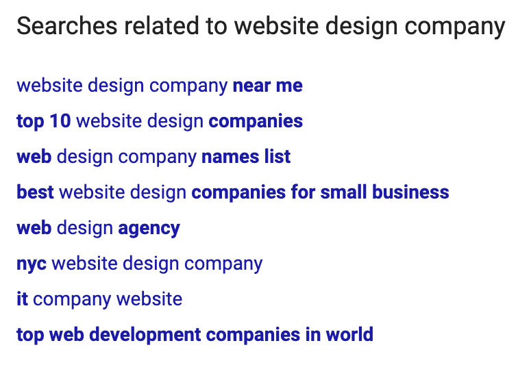 Google related searches