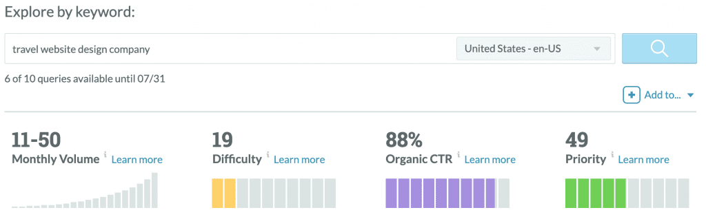 Moz keyword explorer