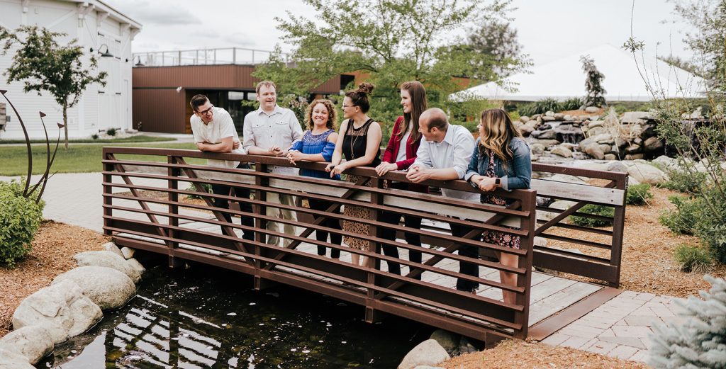 CYBERsprout staff on a bridge