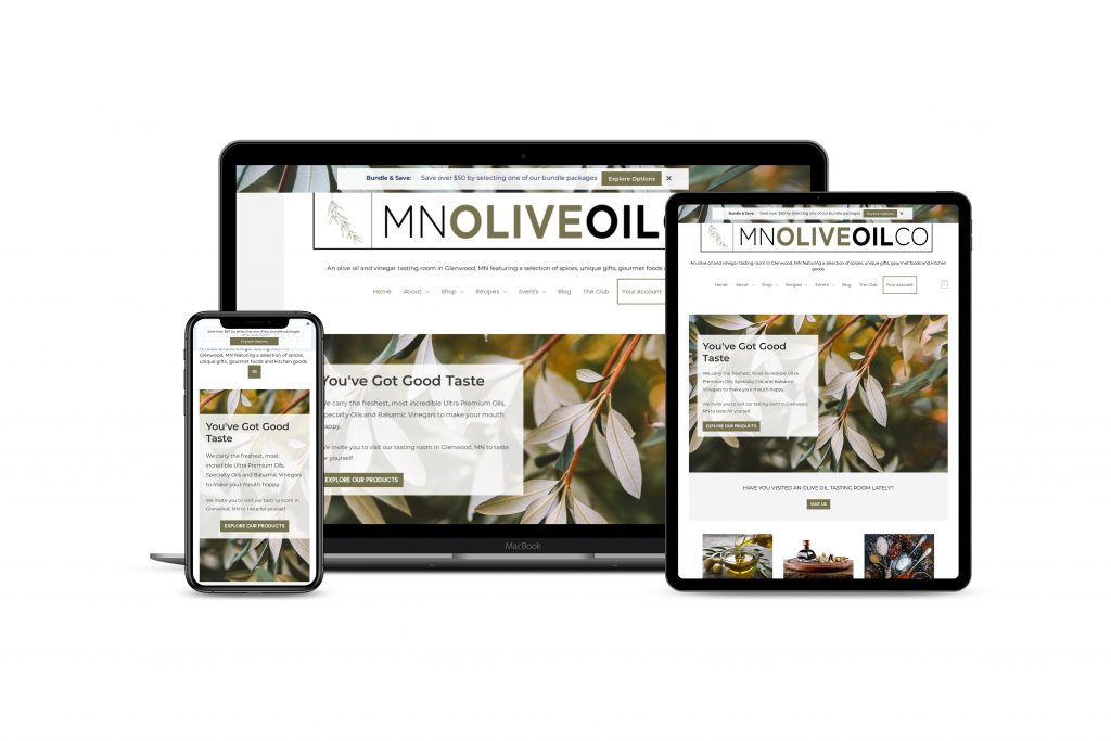 MN Olive Oil Co e-commerce site