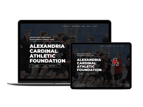 Alexandria Cardinal Athletic Foundation website on multiple devices