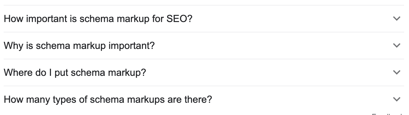 Screen shot of Google for question and answer schema content