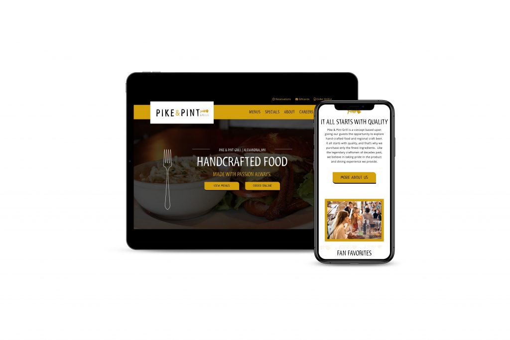 Mock up of Pike and Pint website on multiple devices