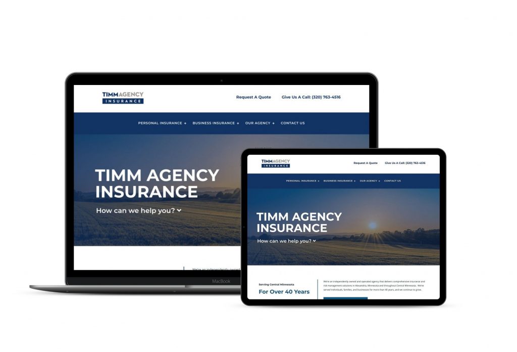 Mockup of Timm Agency website project