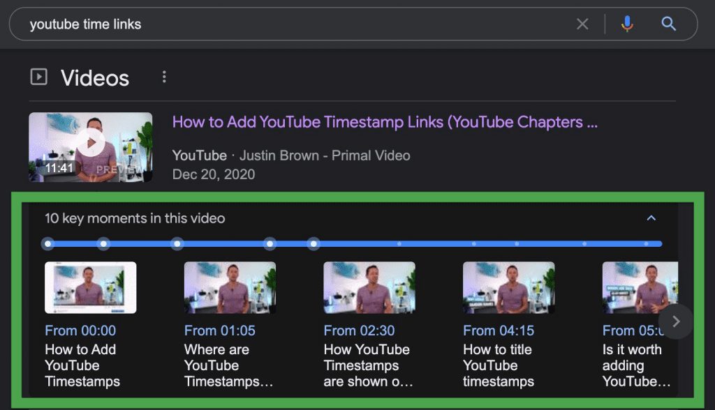 How YouTube timestamp links can show directly in Google's search results