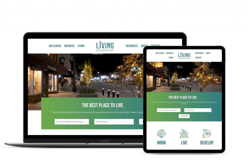 Alexandria Economic Development Commission website design mockup