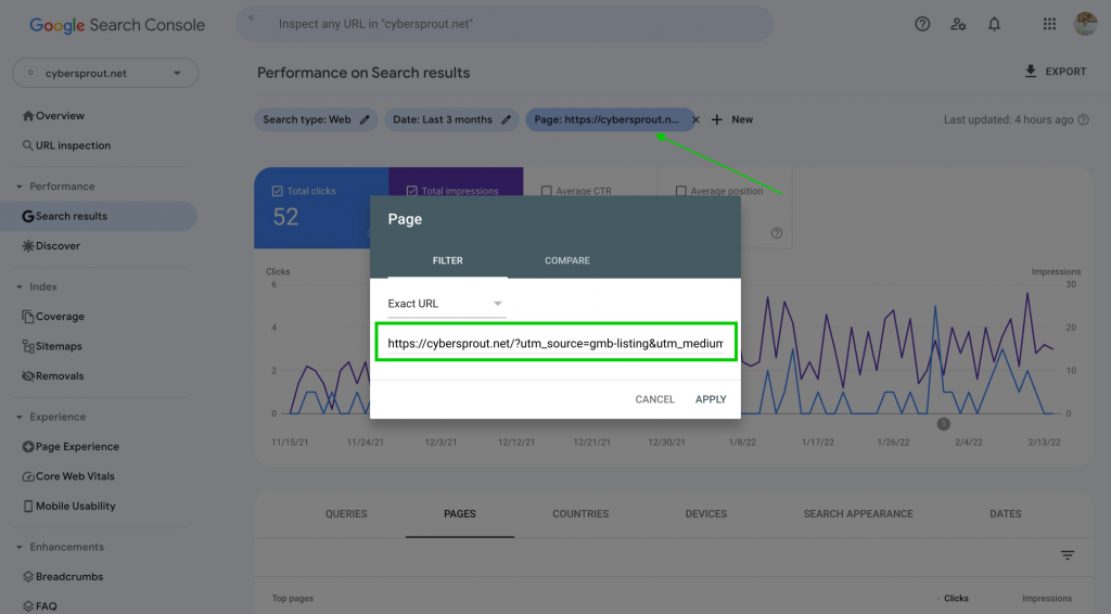 Where to add a page filter on Google Search Console Where to add a page filter on Google Search Console