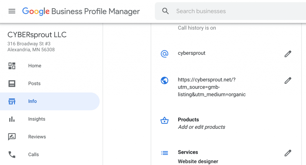 Where to add the website link on your Google Business Profile