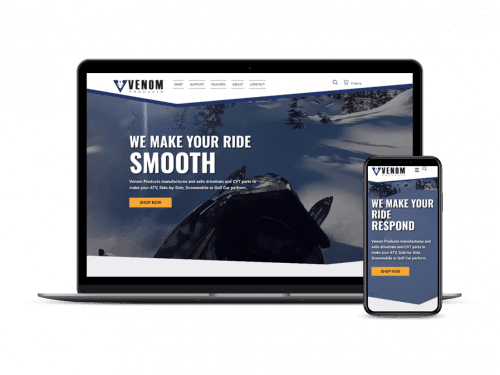 Venom Products website on a laptop and smartphone