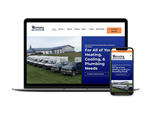 Greeley Plumbing, Heating & A/C website on a laptop and phone