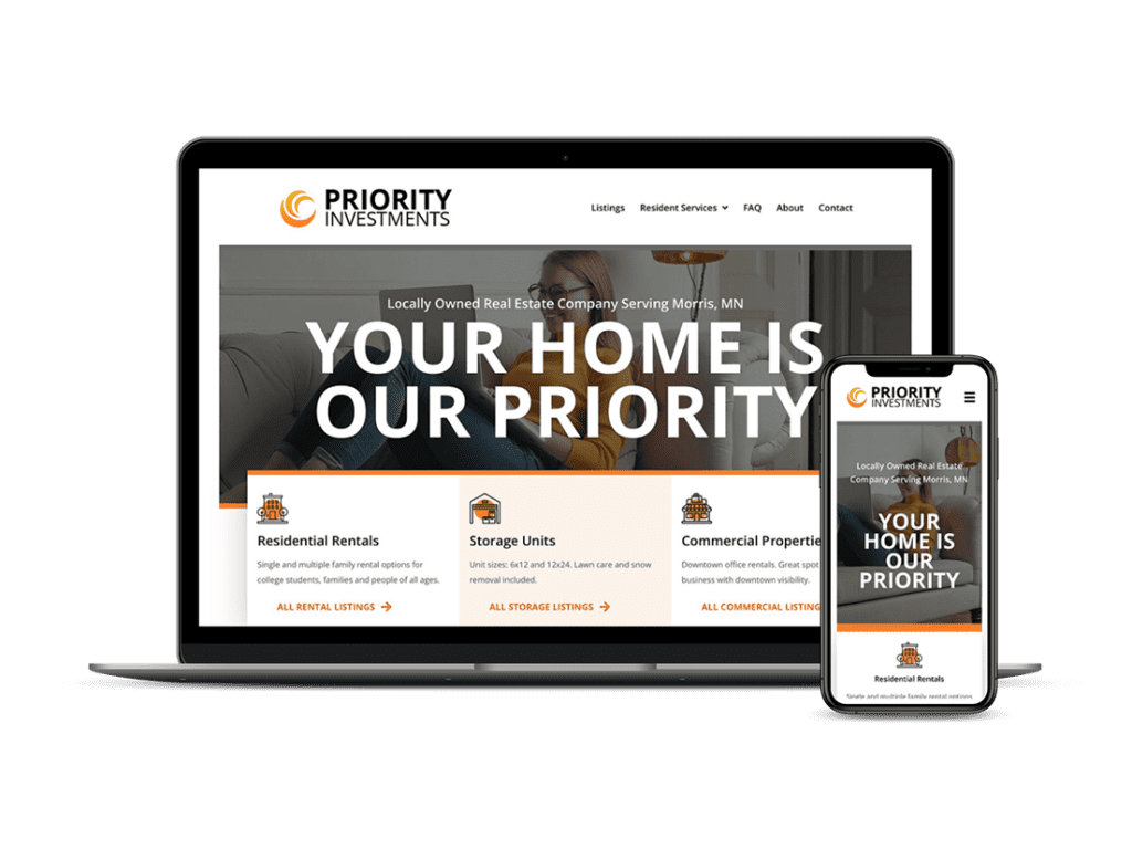 Priority Investments website on a laptop and phone