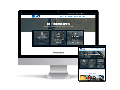 Horn Plastics Inc. website on a computer and tablet