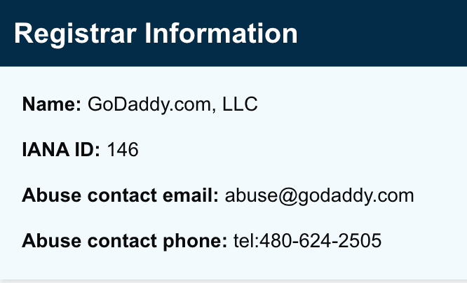 Domain registration lookup
