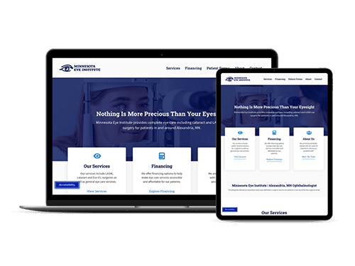 MN Eye Institute homepage on a laptop and tablet