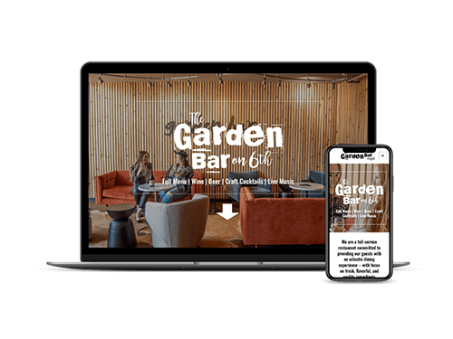 The Garden Bar on 6th Website on a laptop and phone