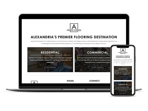 Arnquist Flooring website on a laptop and phone