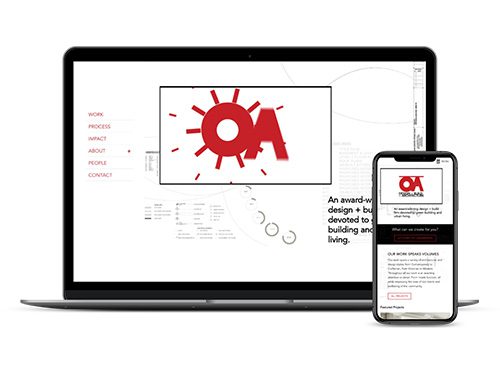Otogawa-Anschel Design+Build website on a laptop and phone