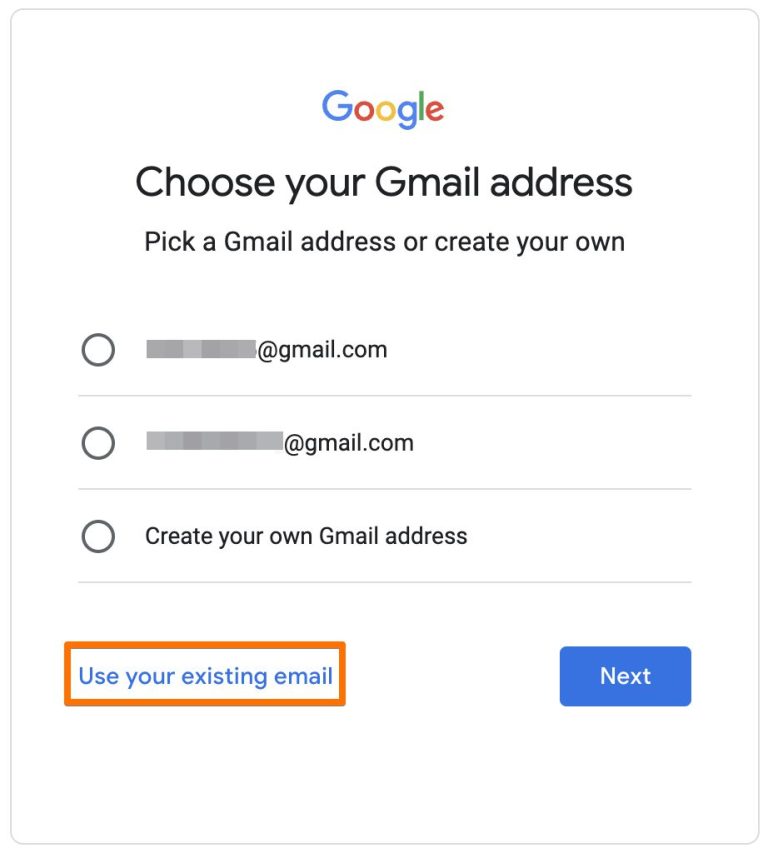 google mail create email address