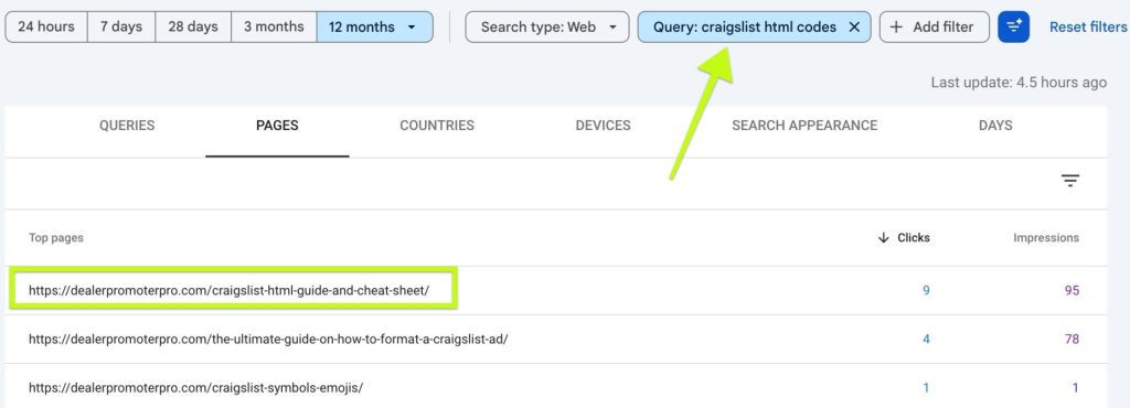 Filter by one query in Google Search Console